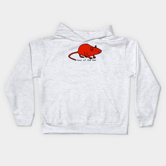 Year of the Rat - Red Kids Hoodie by ellenhenryart